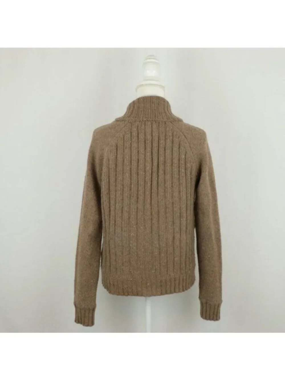 Eddie Bauer Women's Medium Brown Angora Blend Ribbed Button Up Cardigan